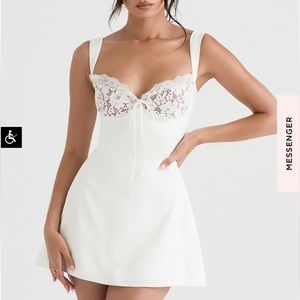 ADRIANA IVORY SATIN AND LACE MINI DRESS sz small larger cup